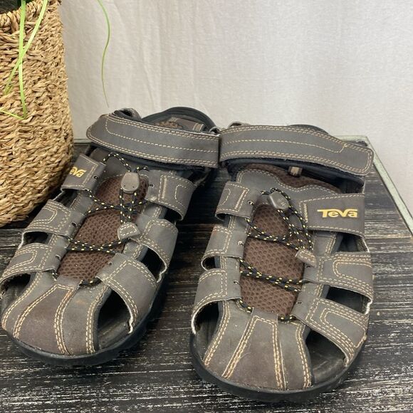 Teva Men’s Brown Forbay Leather Sandal Shoes 11 main image 6
